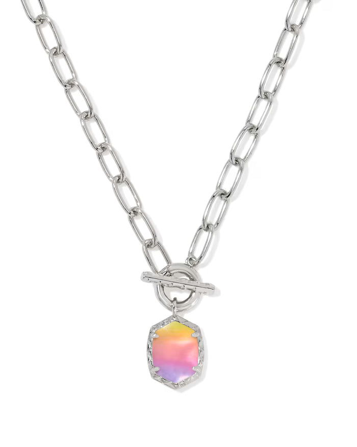 Daphne Rhodium Link Chain Necklace Sunrise Watercolor Illusion