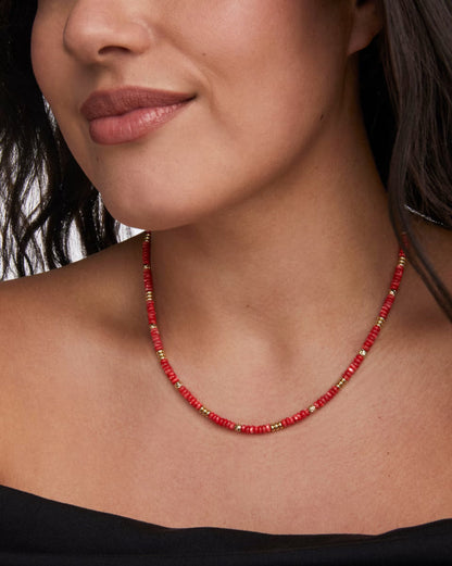 Deliah Strand Necklace Gold Red MOP