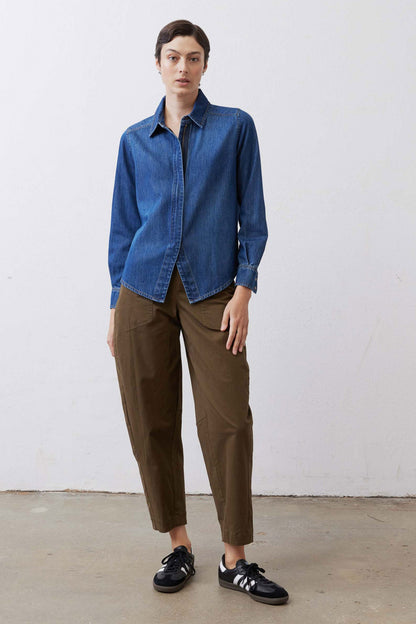 Denim Handkerchief With a Zipper Blouse