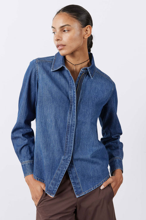 Denim Handkerchief With a Zipper Blouse