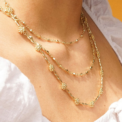 Diamond Disc Chain Necklace 18ct Gold Plate