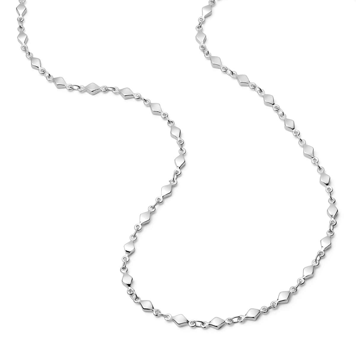 Diamond Disc Chain Necklace Silver Plate