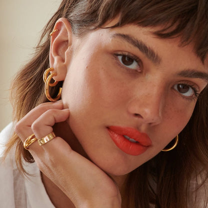 Double Bold Earring Stack 18ct Gold Plate