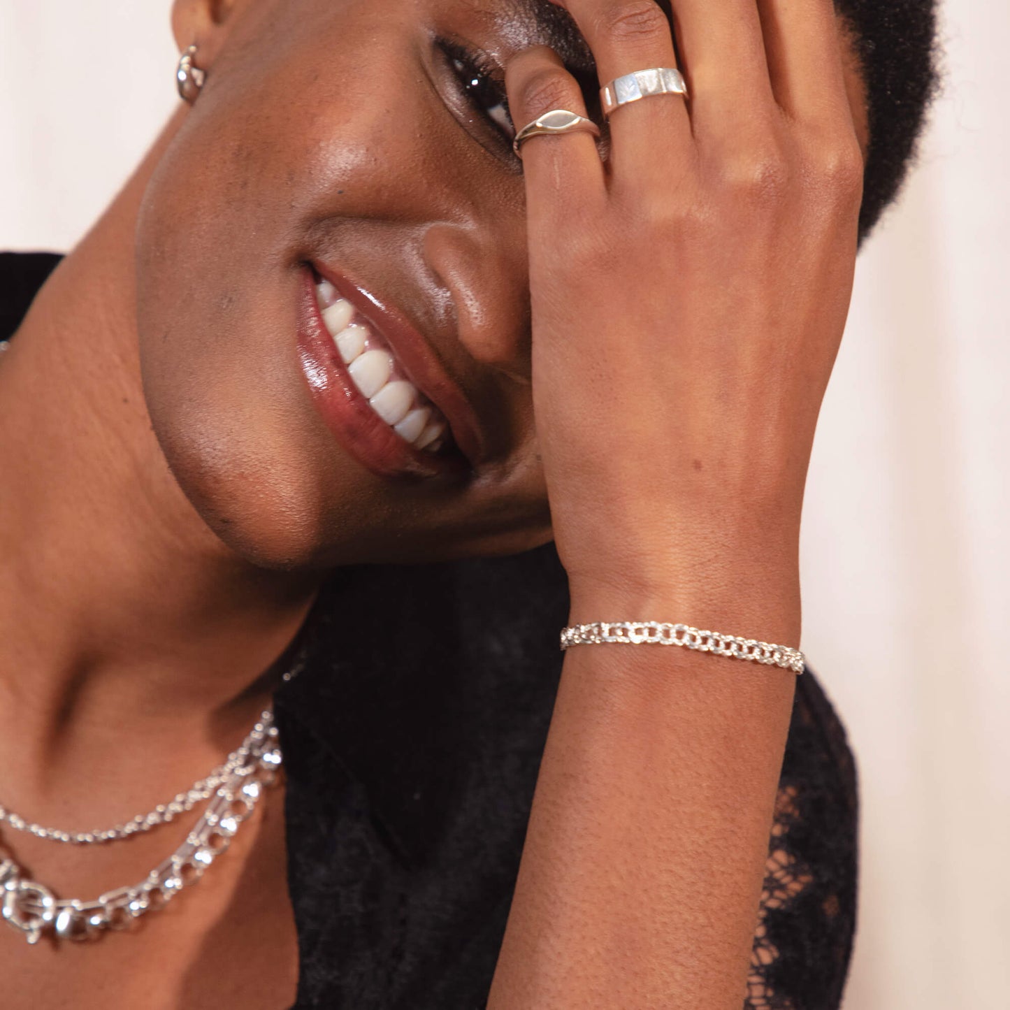 Double Curb Chain Bracelet Sterling Silver