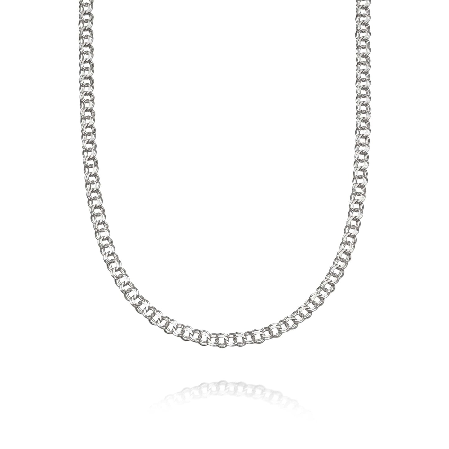 Double Curb Chain Necklace Sterling Silver