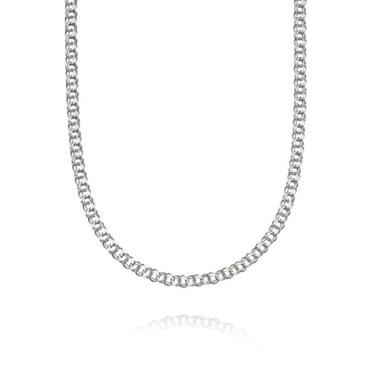 Double Curb Chain Necklace Sterling Silver