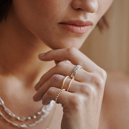 Double Rope Ring 18ct Gold Plate