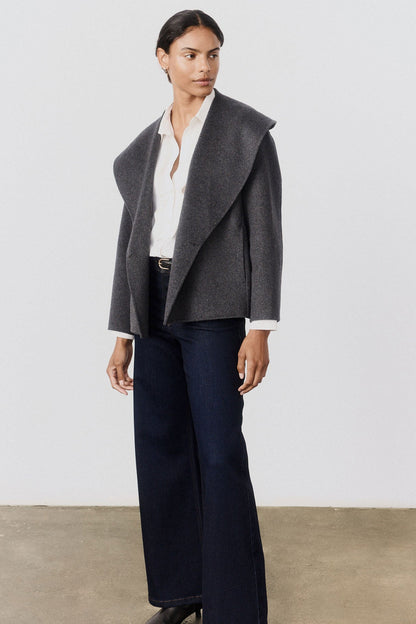 Double-Faced Cropped Wool Coat