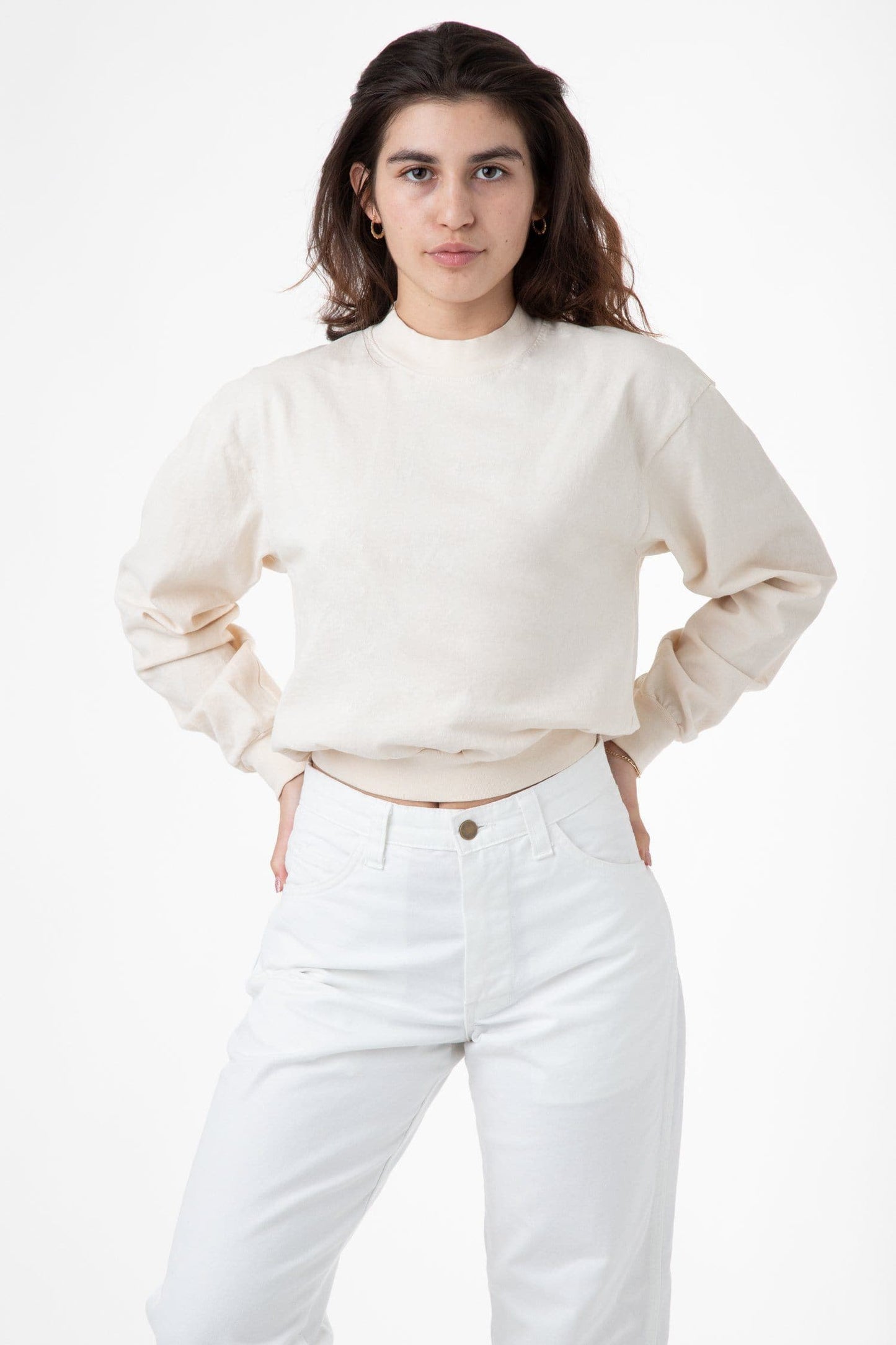 1804GD - Long Sleeve Garment Dye Cropped Mockneck