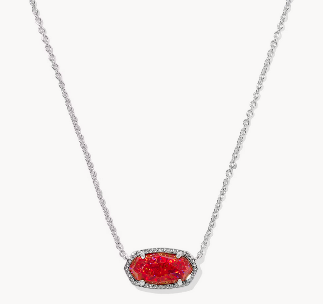Elisa Necklace Red Kyocera Opal Silver