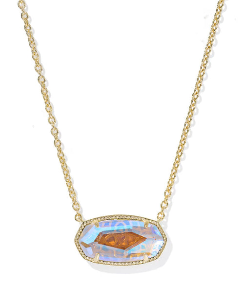 Elisa Statement Pendant Necklace Dichroic Glass Gold