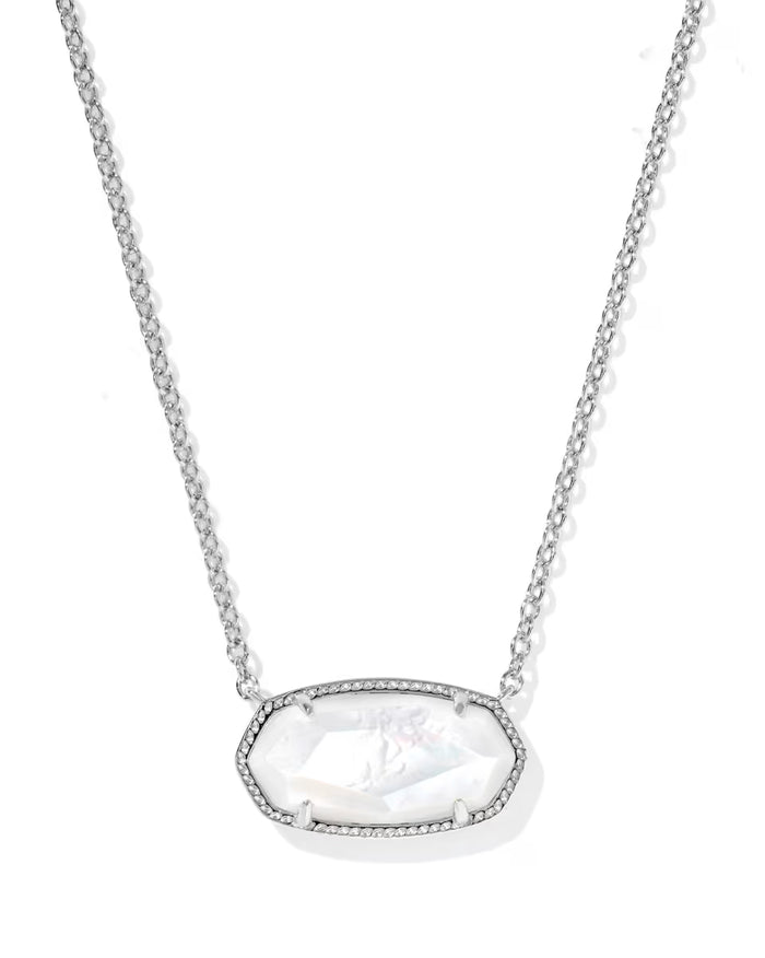 Elisa Statement Pendant Necklace Ivory MOP Silver