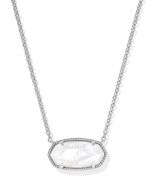 Elisa Statement Pendant Necklace Ivory MOP Silver