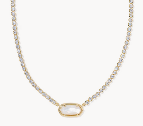 Elisa Tennis Necklace Ivory MOP Gold