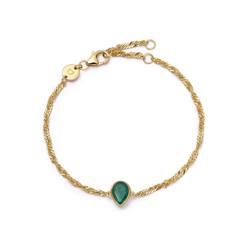Emerald May Birthstone Charm Bracelet 18ct Gold Plate