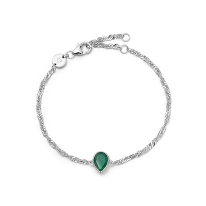 Emerald May Birthstone Charm Bracelet Sterling Silver
