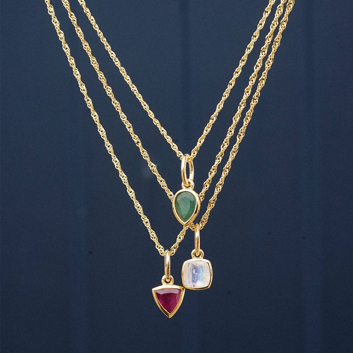 Birthstone Charm Necklace 18ct Gold Plate
