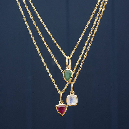 Emerald May Birthstone Charm Necklace 18ct Gold Plate