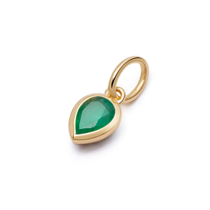 Emerald May Birthstone Charm Pendant 18ct Gold Plate