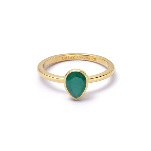 Emerald May Birthstone Ring 18ct Gold Plate