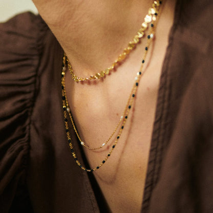 Enamel Beaded Necklace 18ct Gold Plate