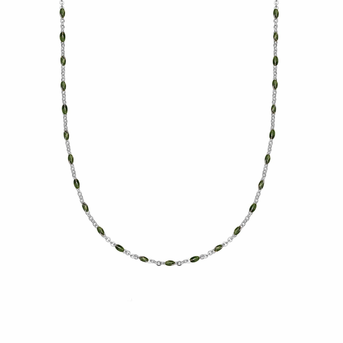 Enamel Beaded Necklace Sterling Silver