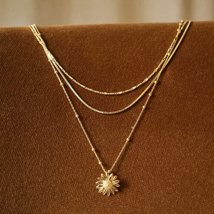 English Daisy Bobble Necklace 18ct Gold Plate