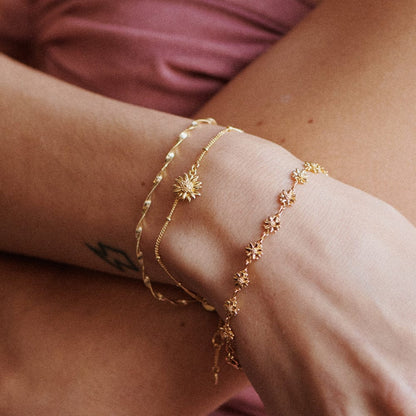 English Daisy Drop Bobble Bracelet 18ct Gold Plate
