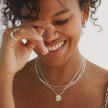 English Daisy Necklace 15mm Sterling Silver