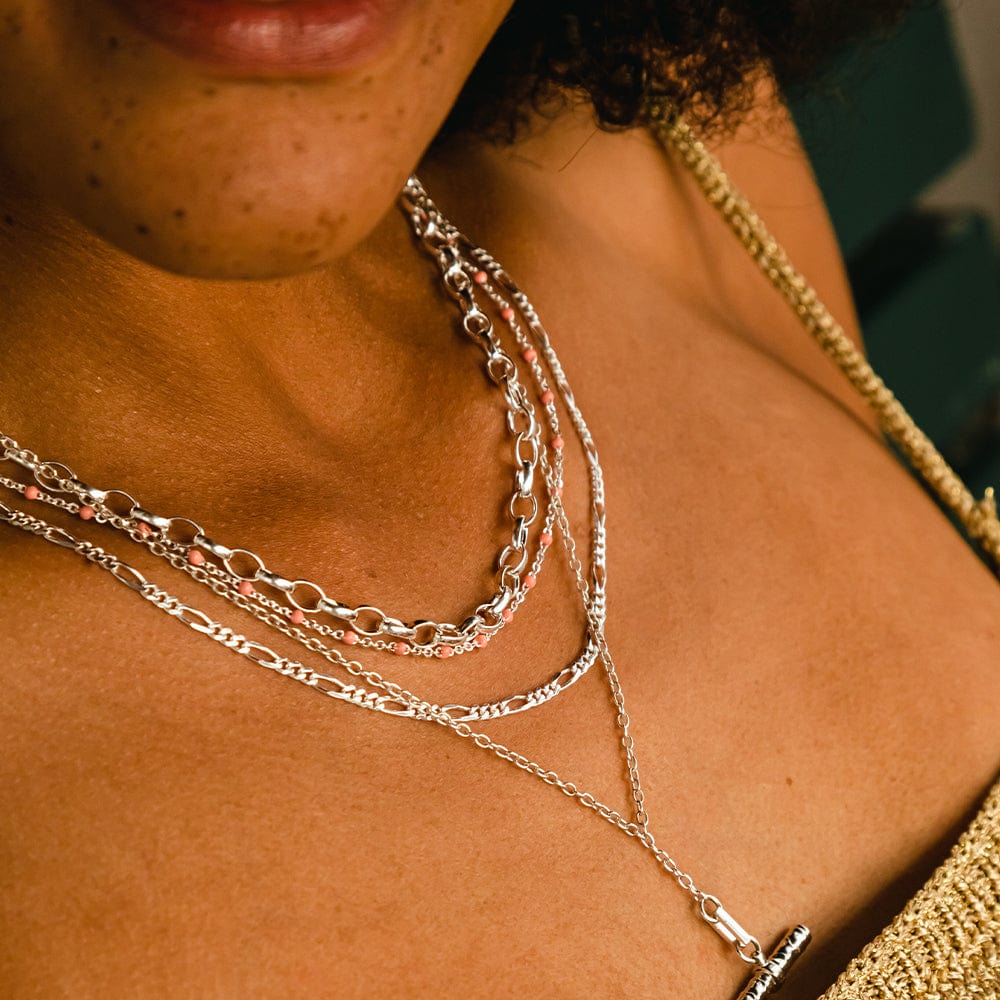 Fine Figaro Chain Necklace Sterling Silver
