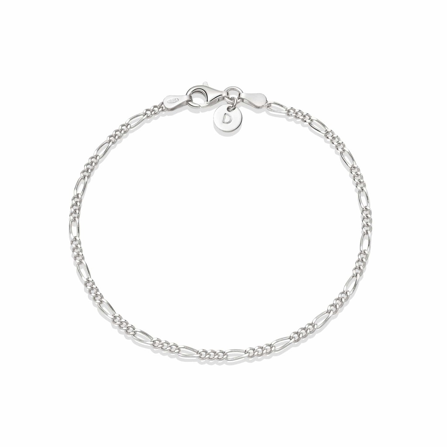 Thin Figaro Chain Bracelet Sterling Silver