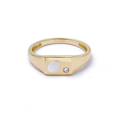 Estée Lalonde Birthstone Signet Ring 14ct Solid Gold