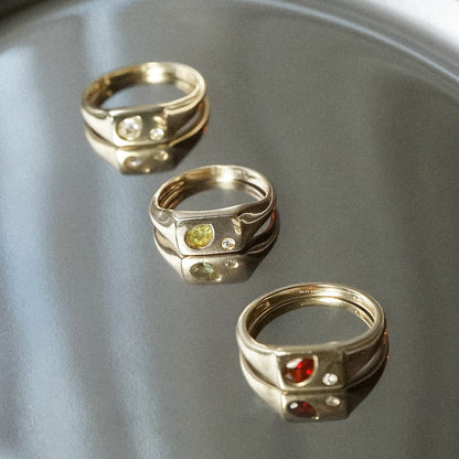 Estée Lalonde Birthstone Signet Ring 14ct Solid Gold