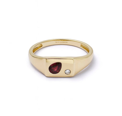 Estée Lalonde Birthstone Signet Ring 14ct Solid Gold