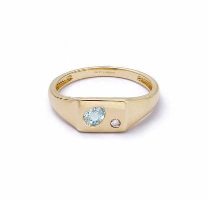 Estée Lalonde Birthstone Signet Ring 14ct Solid Gold