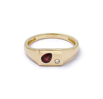 Estée Lalonde Birthstone Signet Ring 18ct Gold Plate