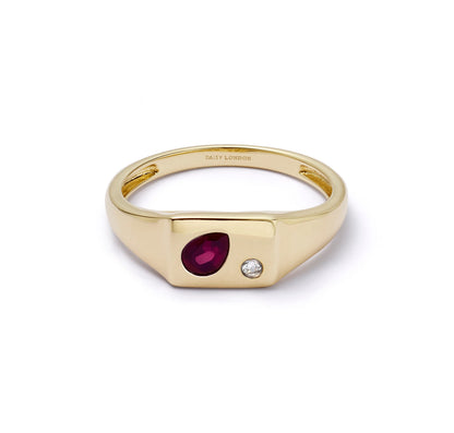 Estée Lalonde Birthstone Signet Ring 18ct Gold Plate
