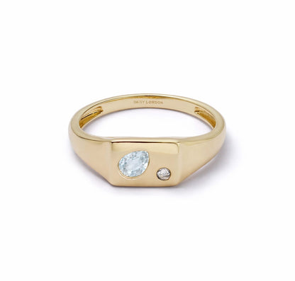 Estée Lalonde Birthstone Signet Ring 18ct Gold Plate