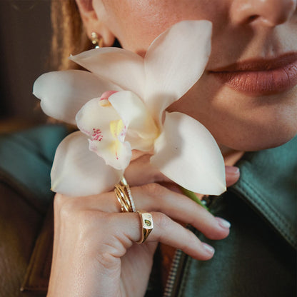 Estée Lalonde Birthstone Signet Ring 9ct Solid Gold