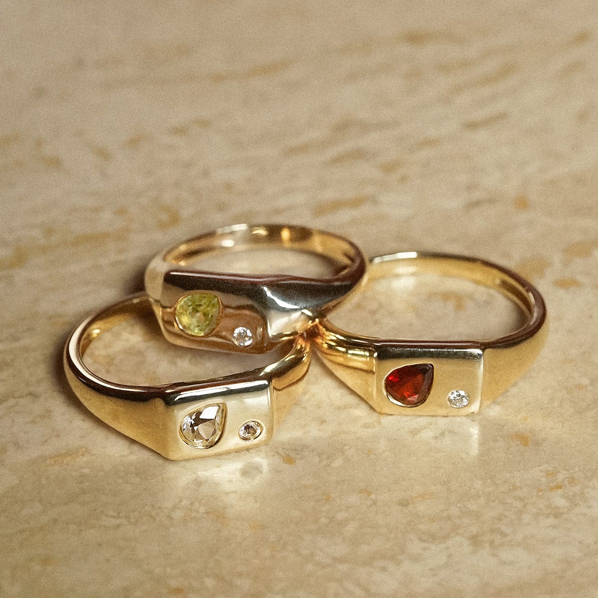 Estée Lalonde Birthstone Signet Ring 18ct Gold Plate