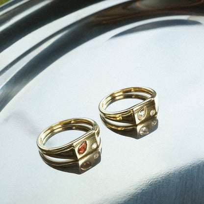 Estée Lalonde Birthstone Signet Ring 9ct Solid Gold