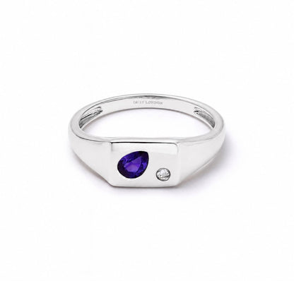 Estée Lalonde Birthstone Signet Ring Sterling Silver