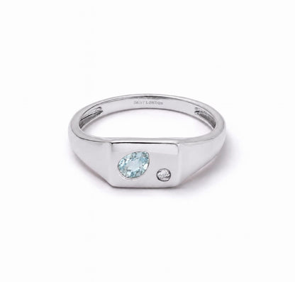 Estée Lalonde Birthstone Signet Ring Sterling Silver