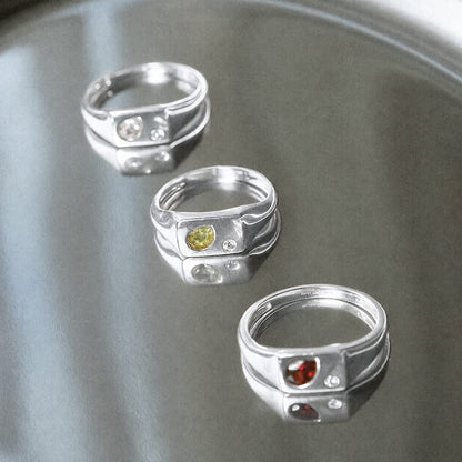 Estée Lalonde Birthstone Signet Ring Sterling Silver