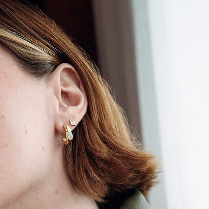 Estée Lalonde Chunky Sapphire Hoop Earrings 18ct Gold Plate