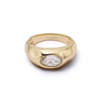 Estée Lalonde Chunky Sapphire Ring 18ct Gold Plate