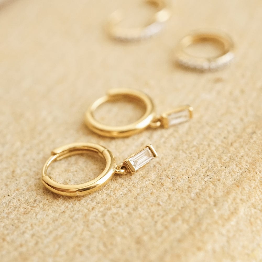 Estée Lalonde Fine Baguette Diamond Huggie Earrings 14ct Solid Gold