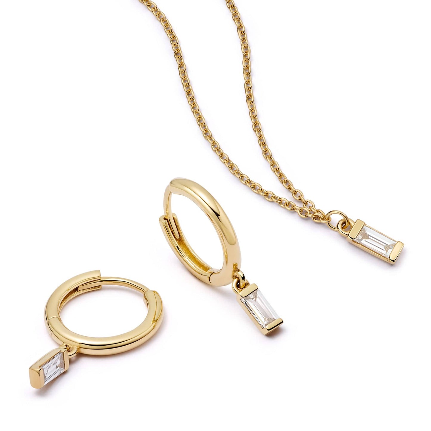 Estée Lalonde Fine Baguette Diamond Layering Set 14ct Solid Gold