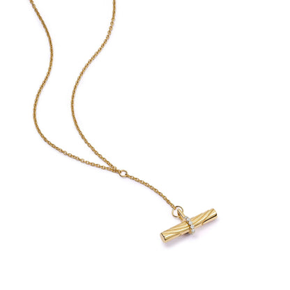 Estée Lalonde Fine Diamond T Bar Necklace 14ct Solid Gold