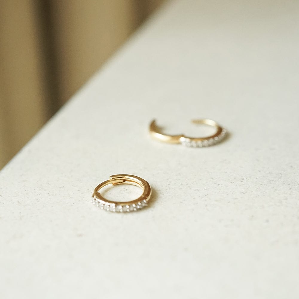 Estée Lalonde Fine Pavé Single Huggie Hoop Earring 14ct Solid Gold
